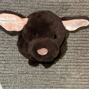 BRAILLE: Two Blind Brothers Dog Plush Floppy Guide Dog Stuffed Animal Brown